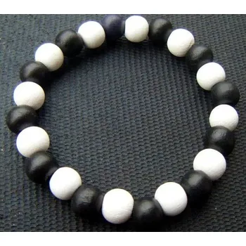 Náhrdelník Blingstar Náramek Dřevěný WOOD korálky Black/White - W428