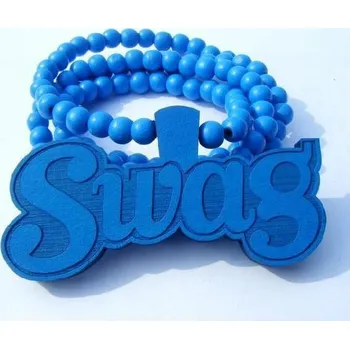 Náhrdelník Blingstar Hip Hop Přívěsek WOOD SWAG + Korále - Dřevěný - B345