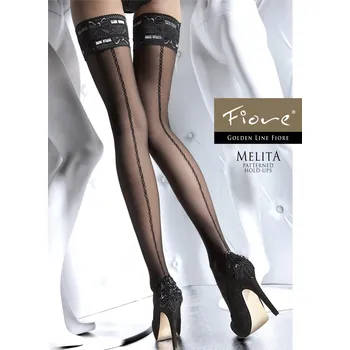 Dámské punčochy Fiore Melita 20 den Punčochy black-černé 2-S (samodržící vzorované punčochy)