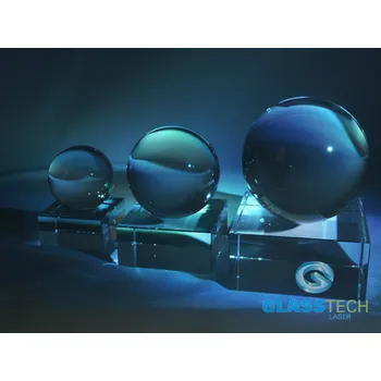 Vánoční ozdoba Sada skleněných trofejí - křišťálové koule na podstavcích (Křišťálové koule 100, 80 a 60 mm na skleněných podstavcích)