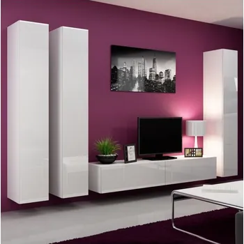 Cama Meble Vigo 1 bílá/bílý lesk Obývací stěna Cama Meble Vigo 1 bílá/bílý lesk