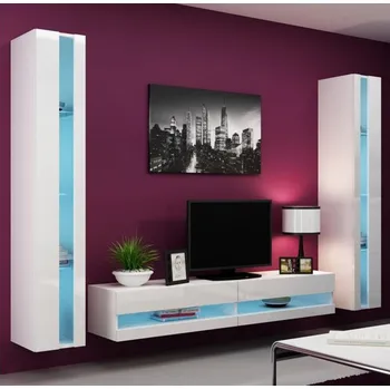 Cama Meble Vigo New 4 bílá/bílý lesk Obývací stěna Cama Meble Vigo New 4 bílá/bílý lesk