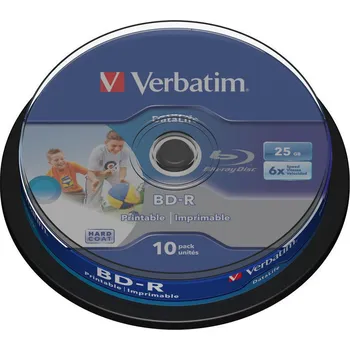 Optické médium Verbatim BD-R SL 25GB 6x printable 10 cake