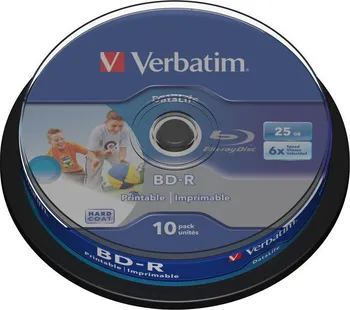 Optické médium Verbatim BD-R SL 25GB 6x printable 10 cake