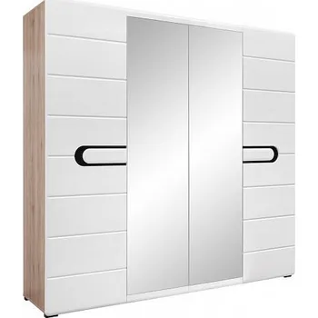 Šatní skříň BRW Byron SZF2D2L/21/22 Dub san remo světlý/bílý lesk