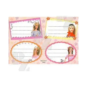 Samolepící etiketa Etikety školní 4ks Barbie 1, Alvarak