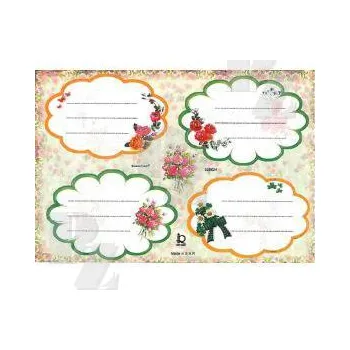 Speciální papír Etikety školní 4ks Květiny, Alvarak