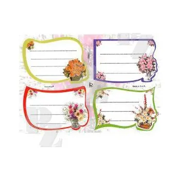 Speciální papír Etikety školní 4ks Květiny 2, Alvarak