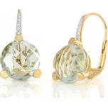 Diamantové náušnice, žluté zlato briliant, ametyst zelený (3830341-5-0-83)