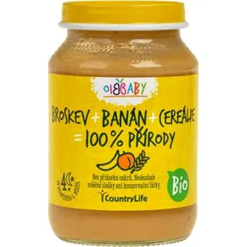 Country Life Bio Příkrm broskev, banán, cereálie 190 g
