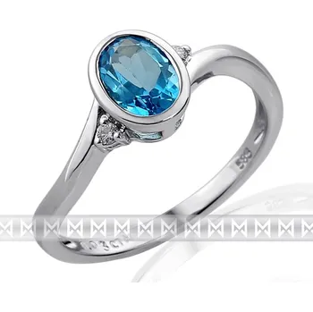 Prsten Zásnubní zlatý prsten s diamantem, bílé zlato briliant, modrý topaz (blue topaz) (3862043-0-55-93)