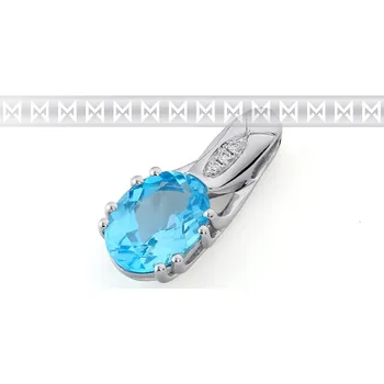 Prsten Přívěsk s diamantem, bílé zlato briliant, modrý topaz (blue topaz) 3870671-0-0- (3870671-0-0-93)
