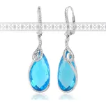 Diamantové náušnice, bílé zlato briliant, modrý topaz (blue topaz) - visací (3880846-0-0-93)