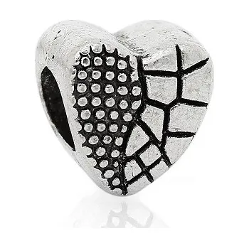 Korálek Korálek kovový SRDÍČKO ORNAMENT - TOPBEADS