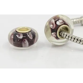 Korálek Korálek čirý skleněný FIALOVÁ OČKA - TOPBEADS