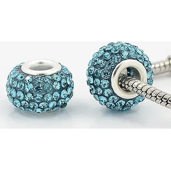 Korálek Korálek s krystalky modrý tyrkysový - TOPBEADS