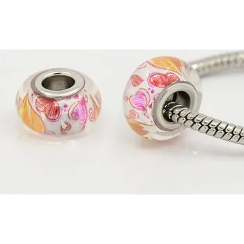 Korálek Korálek 13 ANY barevná srdce skleněný - TOPBEADS