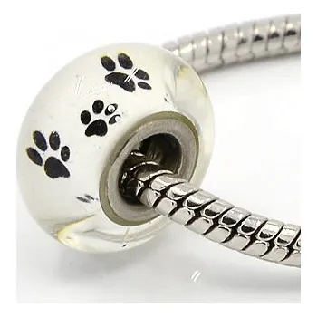 Korálek Korálek 22 ANY bílý a černé tlapky skleněný - TOPBEADS