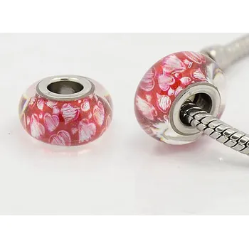 Korálek Korálek 26 ANY červený růžová srdce skleněný - TOPBEADS