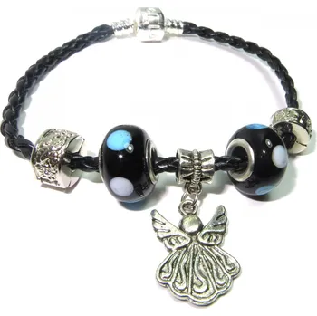 Korálek Náramek s korálky Žanet Black černý TOPBEADS 21 cm