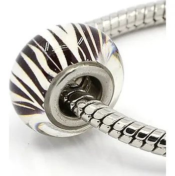 Korálek Korálek 17 ANY černobílá zebra skleněný - TOPBEADS