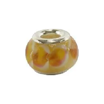 Korálek Korálek Lampwork žlutý žíhaný - TOPBEADS