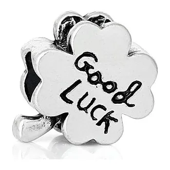 Korálek Korálek čtyřlístek Hodně štěstí Good Luck kovový - TOPBEADS