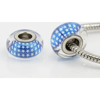 Korálek Korálek 11 ANY modrý a bílý skleněný - TOPBEADS