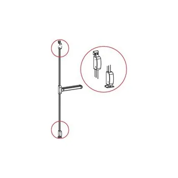 Dveřní kování Panikové kování Kit PUSH-BAR, 2-bodový 1300 mm černá/stříbrná vertikální západky