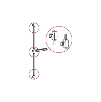 Dveřní kování Panikové kování Kit PUSH-BAR, 3-bodový 1170 mm černá/červená horizontální západky