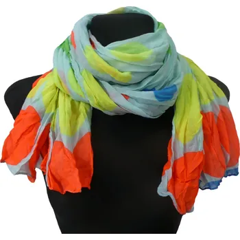 Šála Dámská modrá šála s barevnými puntíky