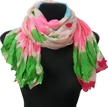 Šála Dámská broskvová šála s barevnými puntíky
