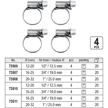 Zahradní hadice Kovová hadicová spona 1/2" FLO šroubovací, sada 4 ks TO-73506
