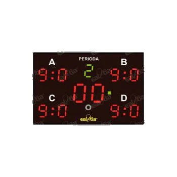 DERBY® Quattro 9P/Q4 - fotbal, světelná tabule / časomíra, 5x skóre, 150x100cm