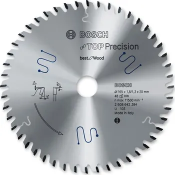 Pilový kotouč Bosch Top Precision Best for Wood 165 x 20 x 1,8 mm, 48 2608642384