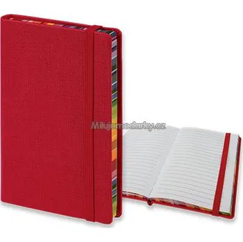 Zápisník Linkovaný zápisník A5 s gumičkou červený s duhovými okraji
