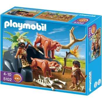 Stavebnice Playmobil Playmobil 5102 Šavlozubý tygr a lovci