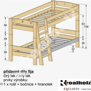 PŘÍDAVNÉ DÍLY FIJA pro vytvoření patrové postele (PŘÍDAVNÉ DÍLY FIJA pro sestavení palandy z masivu)