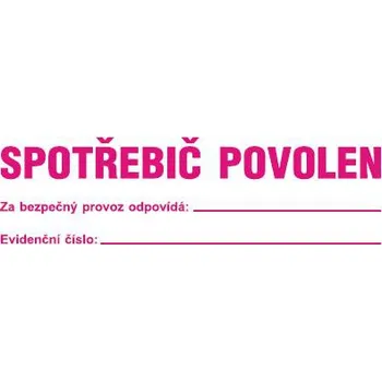 Značení Spotřebič povolen, samolepka 210x87mm