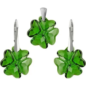 Souprava šperků Stříbrná souprava Clover Moss Green (Dámská stříbrná souprava šperků)