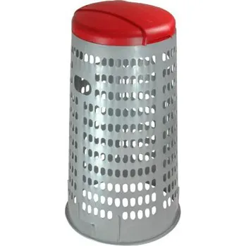 Venkovní odpadkový koš Stojan na odpadkové pytle 110l TATA ECO s víkem červeným