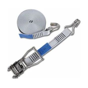 Upínací popruh Upínací popruh na náklad s nerezovou ráčnou a dvěma kovovými, nerezový