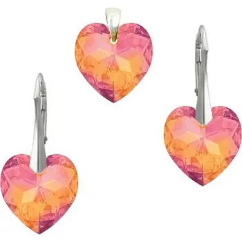 Souprava šperků Stříbrná souprava srdce Astral Pink (Dámská stříbrná souprava šperků)