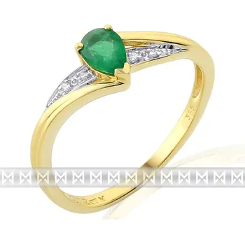 Prsten Klenoty Budín Luxusní diamantový prstýnek zásubní se zeleným smaragdem 1 ks 0,41ct 3811946 (Klenoty Budín Luxusní diamantový prstýnek zásubní se zeleným smaragdem 1 ks 0,41ct 3811946)
