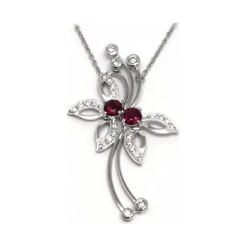 Prsten Šperkový diamantový náhrdelník s přírodním rubínem 585/4,65 gr J-21047-12 vPOŠTOVNÉ ZDARMA! (J-21047-12)