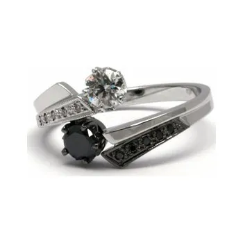 Prsten Luxusní diamantový prsten s přírodními diamanty (černé) 585/3,61 gr J-20757-12 POŠTOVNÉ ZDARMA! (J-20757-12)