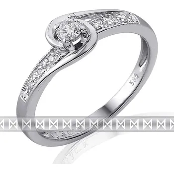 Prsten Klenoty Budín Luxusní zásnubní diamantový prsten z bílého zlata 1/0,11 ct + 6/0,03 ct 585/2,0g 3861844 (Klenoty Budín Luxusní zásnubní diamantový prsten z bílého zlata 1/0,11 ct + 6/0,03 ct 585/2,0g 3861844)