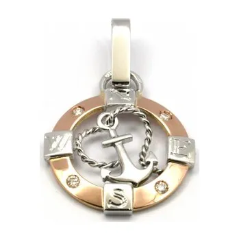 Prsten Klenoty Budín Diamantový zlatý přívěsek s diamanty - kotva 585/2,19 gr J-21647-12 (J-21647-12)