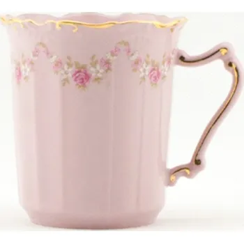 Šálek Amis 0,25 l, kytičky, růžový porcelán, Leander