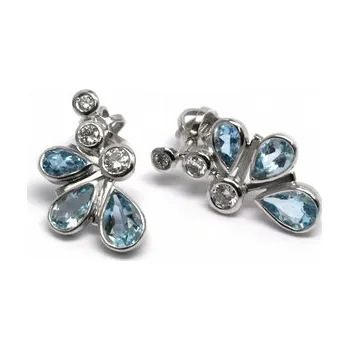 Prsten Diamantové náušnice s brazilskými akvamaríny a diamanty 585/2,39 gr J-18520-11 POŠTOVNÉ ZDARMA! (J-18520-11)